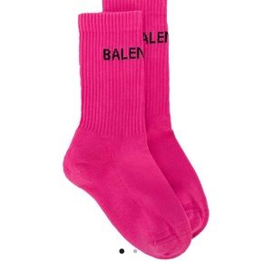 Balenciaga Logo Knit Socks - hot pink